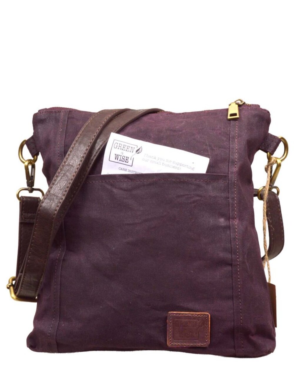 Green is Wise NEW Burgundy Coated Canvas Crossbody Bag